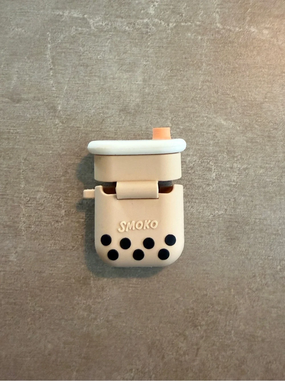 Peach Bubble Tea Silicone Earbuds Case for Kids